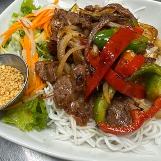 58-STIR-FRIED LEMONGRASS CHILLI BEEF ON VERMICELLI - BUN BO XAO SA OT