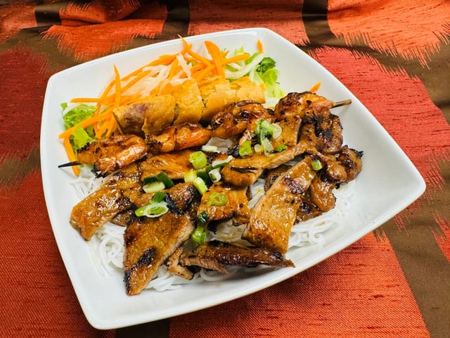 55-Grilled Shrimp, Pork and Spring Roll on Vermicelli - Bun Tom Thit Cha Gio